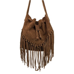 Bolsa de Piel con Flecos Bucket Boho Tierra Norte