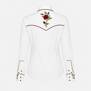 Camisa mujer vaquera marca Rangers blanca bordada