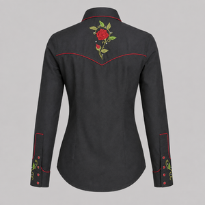Camisa mujer vaquera marca Rangers negra bordada