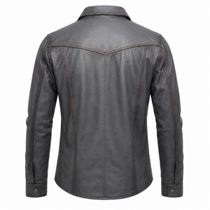 Sobreamisa de piel pelibuey color gris