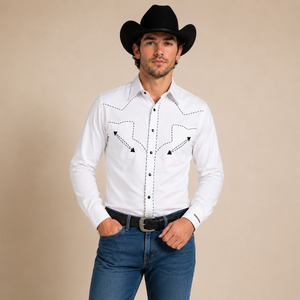 Camisa vaquera Rangers blanca hombre
