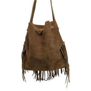 Bolsa de Piel con Flecos Bucket Boho Tierra Norte