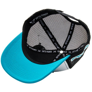 Gorra Fifth Ranch Toro Blanco Turquesa Trucker Snapback