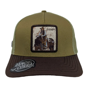 Gorra Ranch & Corral Cowgirl Verde Olivo Café Trucker