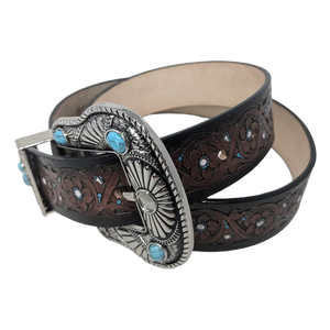 Cinturón Vaquero Café Western Signature Turquesa