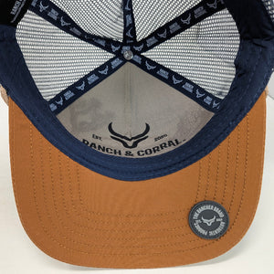 Gorra Ranch & Corral Ganado Azul Acero Tabaco Trucker