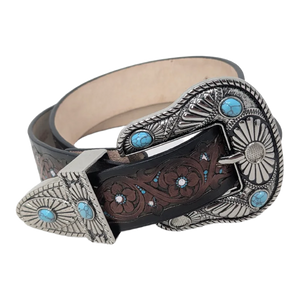 Cinturón Vaquero Café Western Signature Turquesa