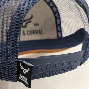 Gorra Ranch & Corral Ganado Azul Acero Tabaco Trucker