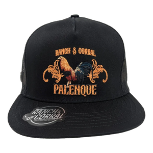 Gorra Ranch & Corral Palenque Negra Trucker Plana