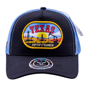 Gorra Fifth Ranch Texas Negro Azul Cielo Trucker Snapback