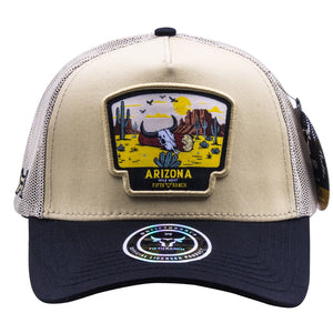 Gorra Fifth Ranch Arizona Beige Negro Trucker Snapback