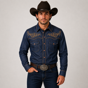 Camisa RANGERS Vaquera Mezclilla boradad