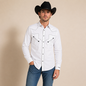 Camisa vaquera Rangers blanca hombre