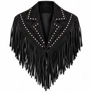 Chal_western_piel_color_negro con cuello Tierra Norte