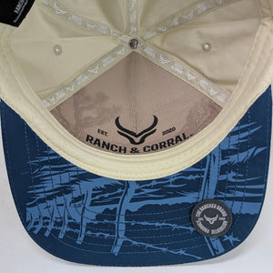 Gorra Ranch & Corral Rodeo Beige Azul Trucker Semicurva Snapback