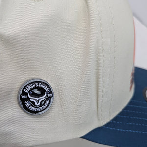Gorra Ranch & Corral Rodeo Beige Azul Trucker Semicurva Snapback