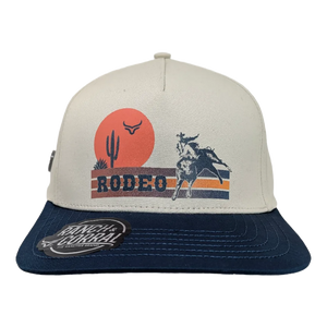 Gorra Ranch & Corral Rodeo Beige Azul Trucker Semicurva Snapback