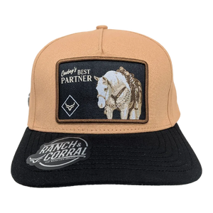 Gorra Ranch & Corral Best Partner Camel Negra Semicurva Snapback
