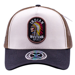 Gorra Fifth Ranch Indian Western Crema Negro Trucker Snapback