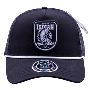 Gorra Fifth Ranch Western Indian Negro Blanco Trucker Snapback