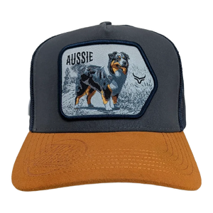 Gorra Ranch & Corral Aussie Gris Naranja Trucker Semicurva Snapback