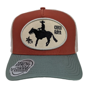 Gorra Ranch & Corral Cuco Raya Naranja Verde Trucker Semicurva Snapback