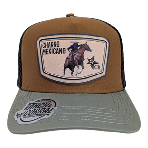 Gorra Ranch & Corral Charro Mexicano Cafe Verde Trucker Semicurva Snapback