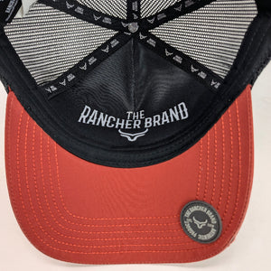 Gorra Ranch & Corral Black Angus Beige Naranja Trucker Semicurva Snapback