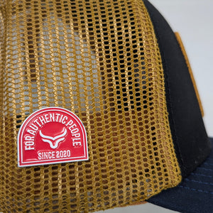 Gorra Ranch & Corral Roping Negro Azul Trucker Semicurva Snapback