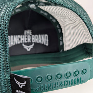 Gorra Ranch & Corral Toro Verde Gris Trucker Semicurva Snapback
