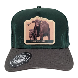 Gorra Ranch & Corral Toro Verde Gris Trucker Semicurva Snapback