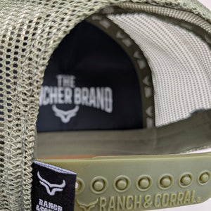 Gorra Ranch & Corral Appaloosa Verde Olivo Café Trucker Semicurva Snapback