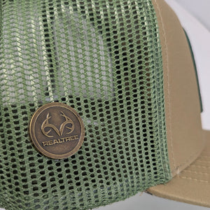 Gorra Ranch & Corral Venado Beige Verde Trucker Semicurva