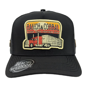 Gorra Ranch & Corral Camión Roja Negra Trucker Semicurva Snapback