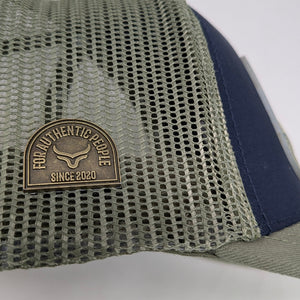 Gorra Ranch & Corral Rancher Brand Azul Marino Verde Trucker Semicurva Snapback