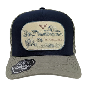 Gorra Ranch & Corral Rancher Brand Azul Marino Verde Trucker Semicurva Snapback