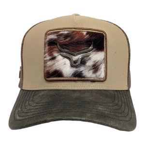 Gorra Ranch & Corral Patch Pelo Beige Verde Olivo Trucker Semicurva Snapback