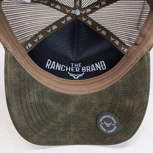 Gorra Ranch & Corral Patch Pelo Beige Verde Olivo Trucker Semicurva Snapback