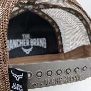 Gorra Ranch & Corral Patch Pelo Beige Verde Olivo Trucker Semicurva Snapback