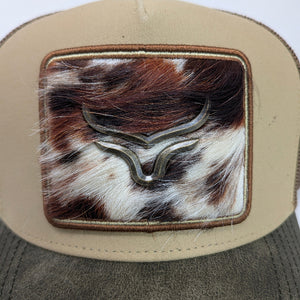 Gorra Ranch & Corral Patch Pelo Beige Verde Olivo Trucker Semicurva Snapback