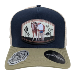 Gorra Ranch & Corral David Alonso Azul Marino Verde Trucker Semicurva Snapback