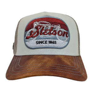 Gorra Stetson Motorcycle Crema Cafe Trucker Semicurva Snapback