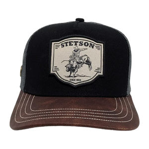 Gorra Stetson Rider Negro Gris Trucker Semicurva Snapback