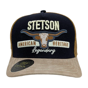 Gorra Stetson American Heritage Azul Marino Beige Trucker Semicurva Snapback