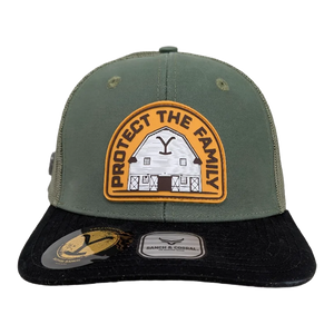 Gorra Yellowstone Protect Family Verde Oliva Negro Trucker Semicurva Snapback