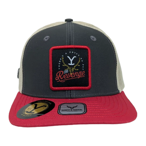 Gorra Yellowstone Revenge Gris Oscuro Rojo Trucker Semicurva Snapback