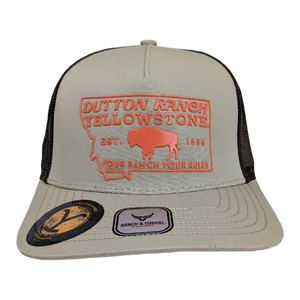 Gorra Yellowstone Dutton Ranch Crema Café Trucker Semicurva Snapback