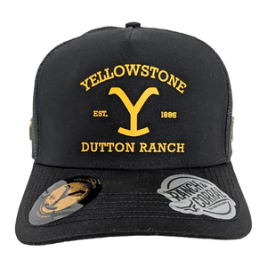 Gorra Yellowstone Logo Clásico Negro Trucker Semicurva Snapback