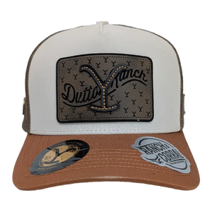 Gorra Yellowstone Dutton Ranch Patch Crema Naranja Trucker Semicurva Snapback