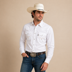 Camisa Vaquera Hombre Blanco Slim Fit